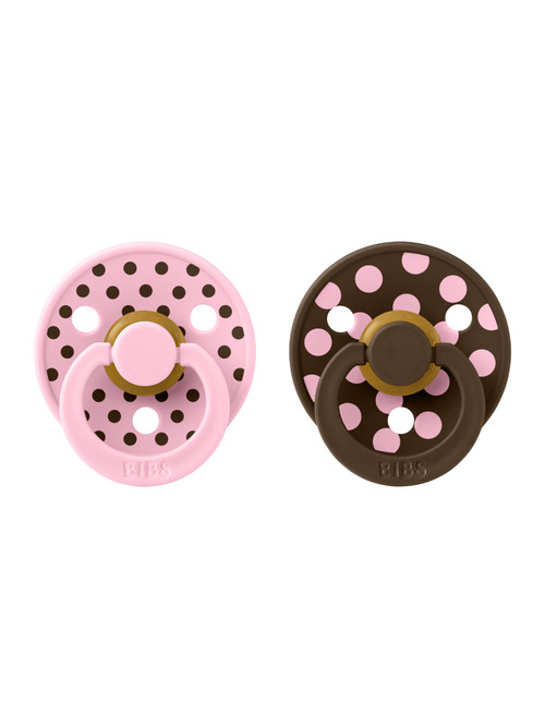 Набор пустышек латексных BIBS Studio Colour - Polka -  Baby Pink/Mocha
