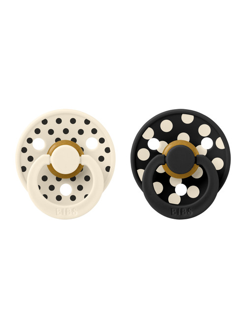 Набор пустышек латексных BIBS Studio Colour - Polka - Ivory/Black