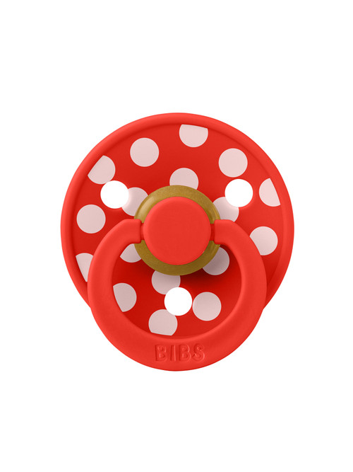 Пустышка латексная BIBS Studio Colour - Polka - Candy Apple/Blossom