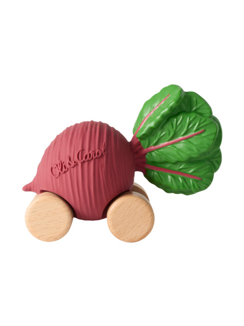 Машинка Betty the Beetroot, игрушка-прорезыватель на деревянных колёсах