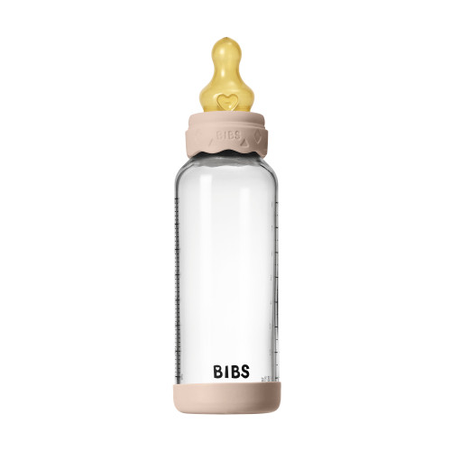 Стеклянная бутылочка для кормления с латексной соской, средний поток BIBS Boheme - Blush, 240 мл
