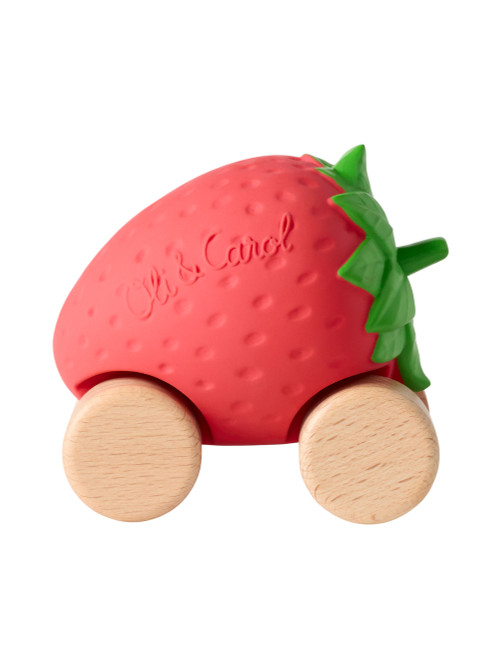 Машинка Sweetie the Strawberry, игрушка-прорезыватель на деревянных колёсах