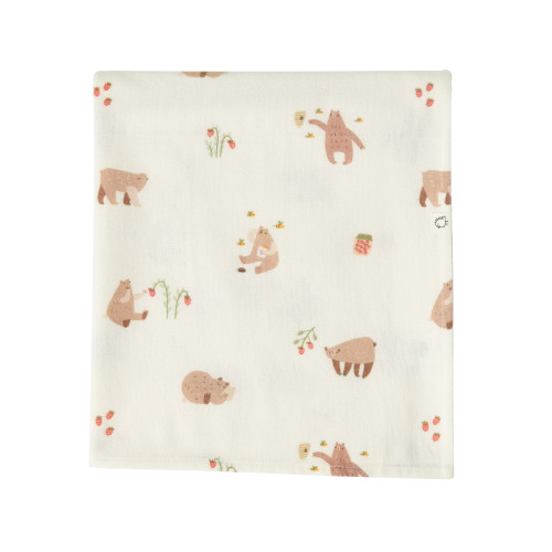 Пелёнки фланелевые BUBA KIDS Мишкины лакомства/Бежевый/Сливочный, 95х115 см, 3 шт.