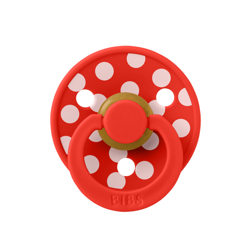 Пустышка латексная BIBS Studio Colour Anatomical - Polka - Candy Apple/Blossom