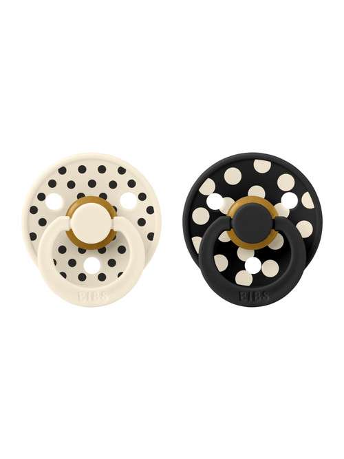 Набор пустышек латексных BIBS Studio Colour - Polka -  Ivory/Black